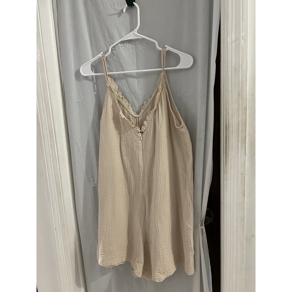 SHEIN Tan Gauzy Cotton Romper Sz L - Picture 5 of 6